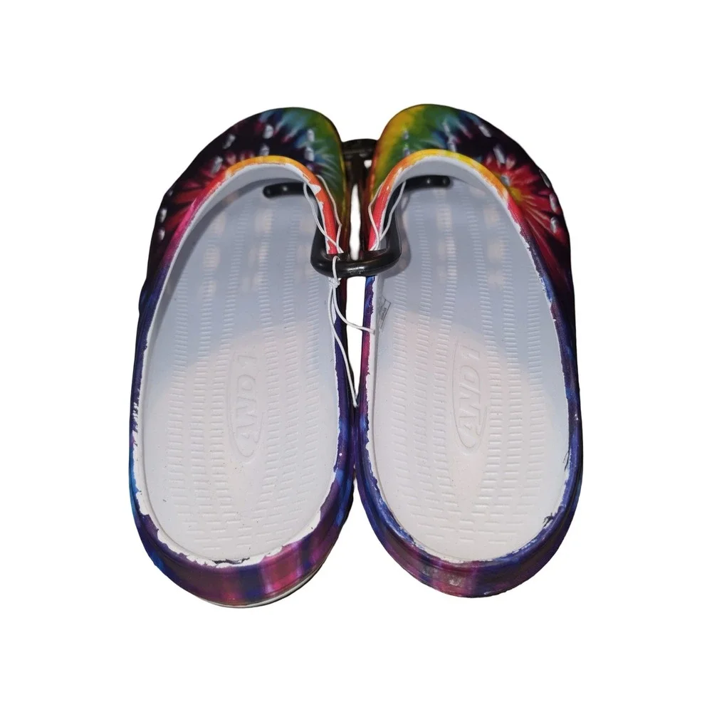 AND1 Mens Tie Dye Clogs Rainbow Slip On Comfort Sandals Multi Color Size 11/12